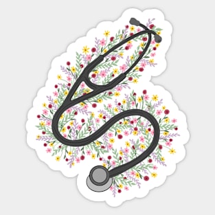 Stethoscope & Flowers! Sticker